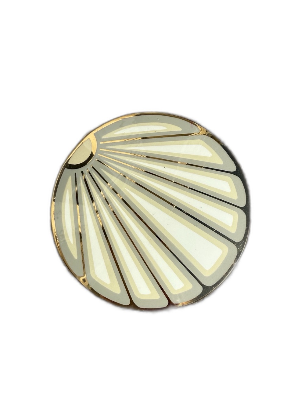 Vintage Mid Century Stratton Clam Shell Geometric Pattern Round Compact